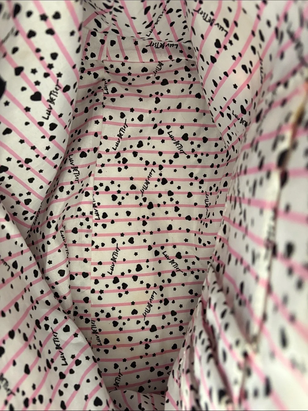 Betsey Johnson Black & White Striped Cat Tote with Pink Accents